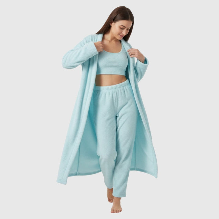 Women’s Cozy 3 Piece Pajama Set for Relaxed Lounge Comfort-B Unique Fashions