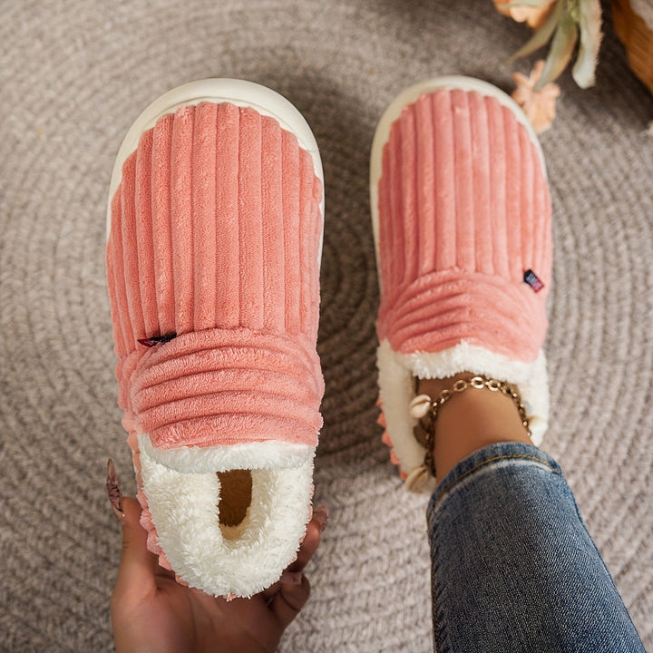 Women’s Fashion Fleece Slippers Non-Slip Plush Boots-B Unique Fashions