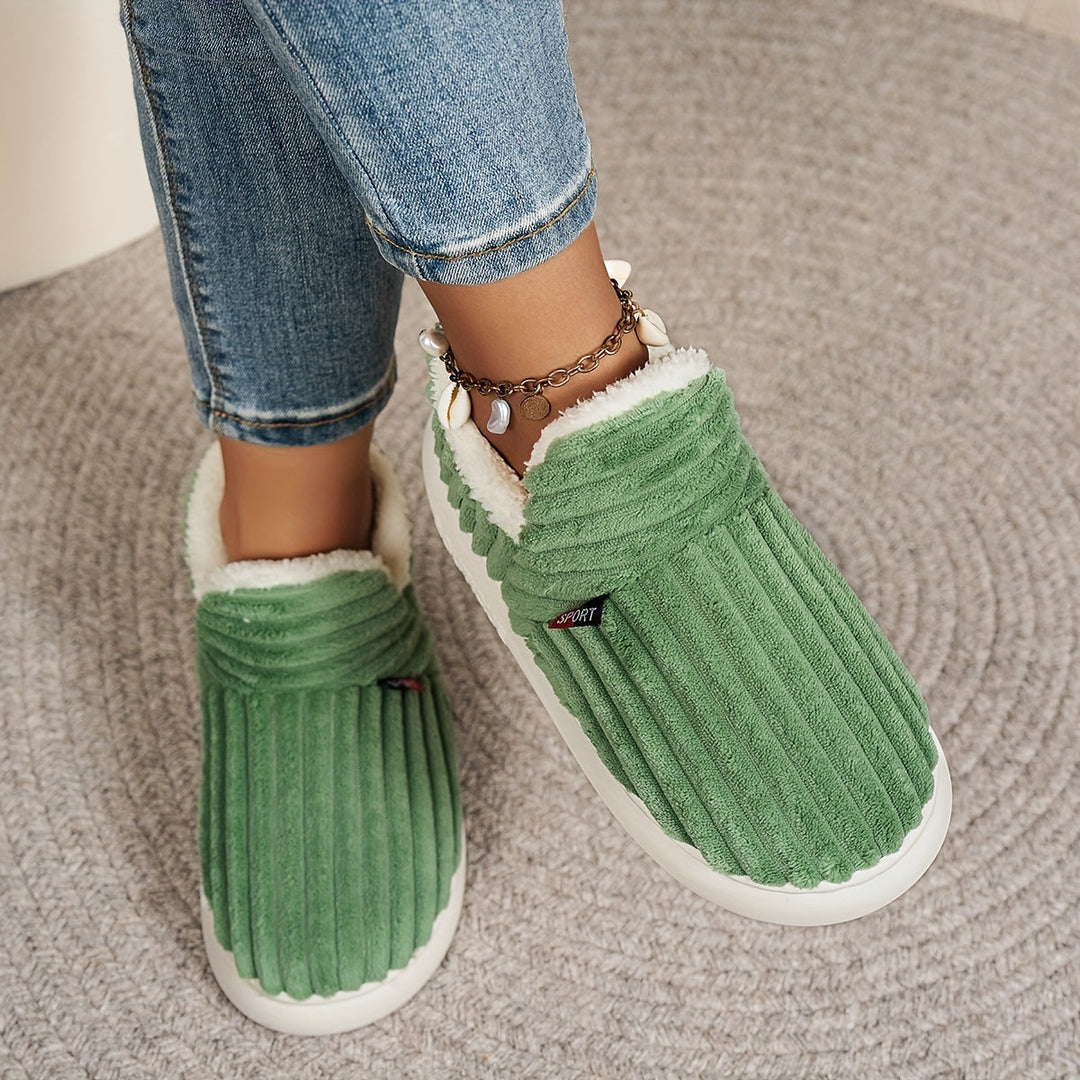 Women’s Fashion Fleece Slippers Non-Slip Plush Boots-B Unique Fashions