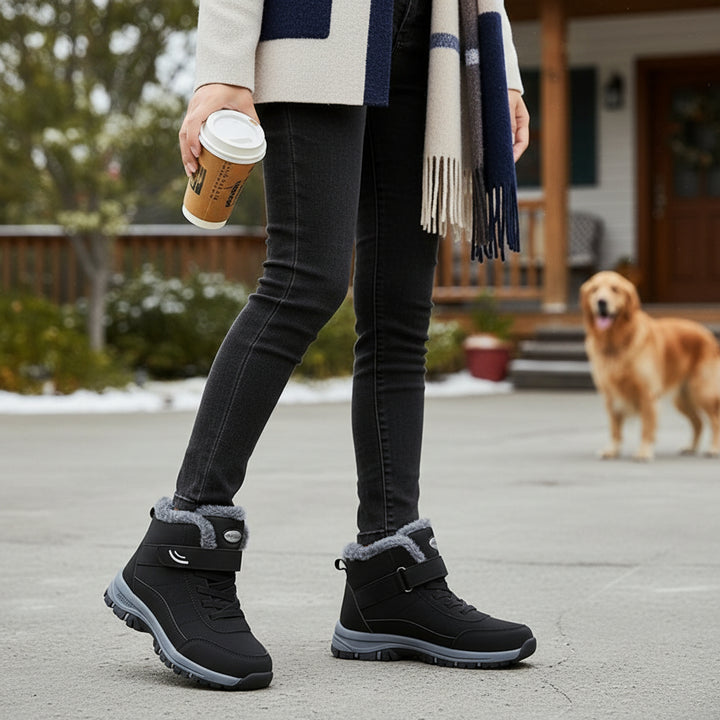 Women's Faux Fur Lined Snow Boots Round Toe Ankle Booties-B Unique Fashions