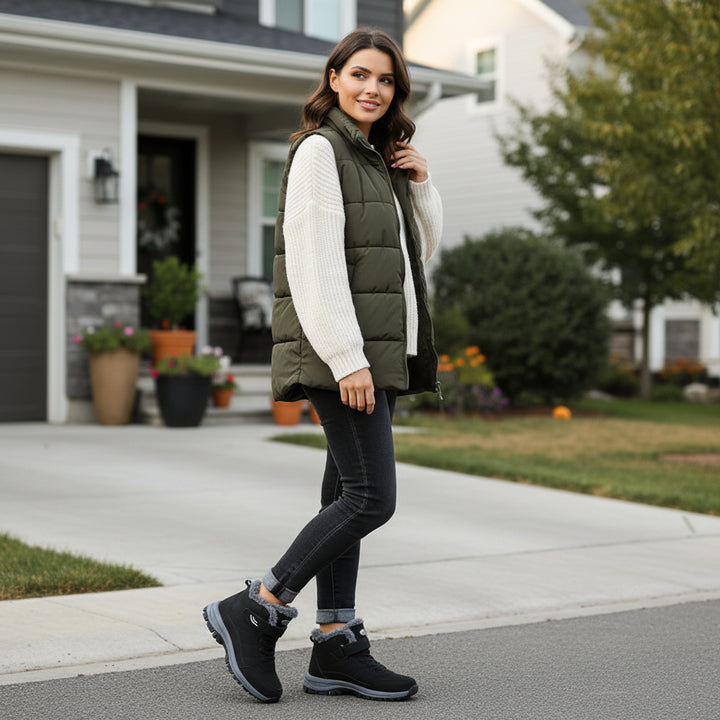 Women's Faux Fur Lined Snow Boots Round Toe Ankle Booties-B Unique Fashions