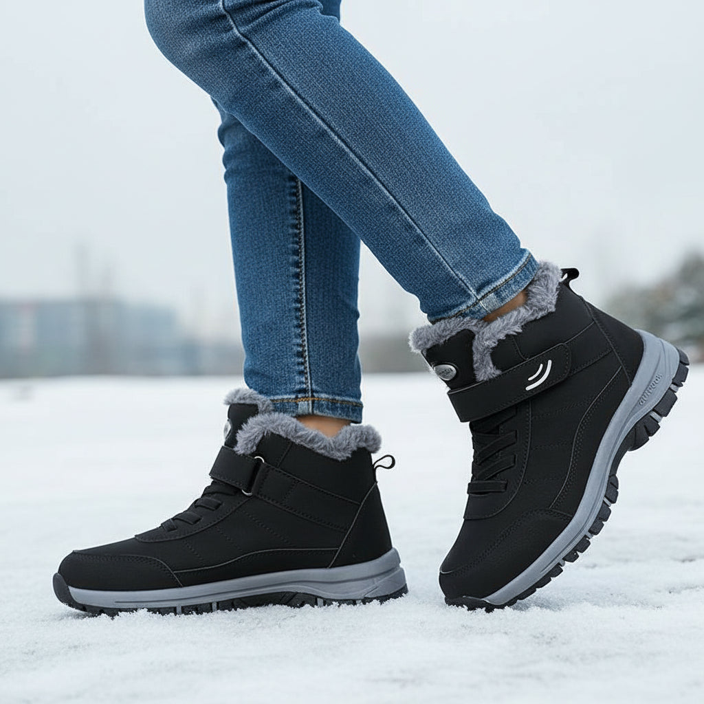 Women's Faux Fur Lined Snow Boots Round Toe Ankle Booties-B Unique Fashions