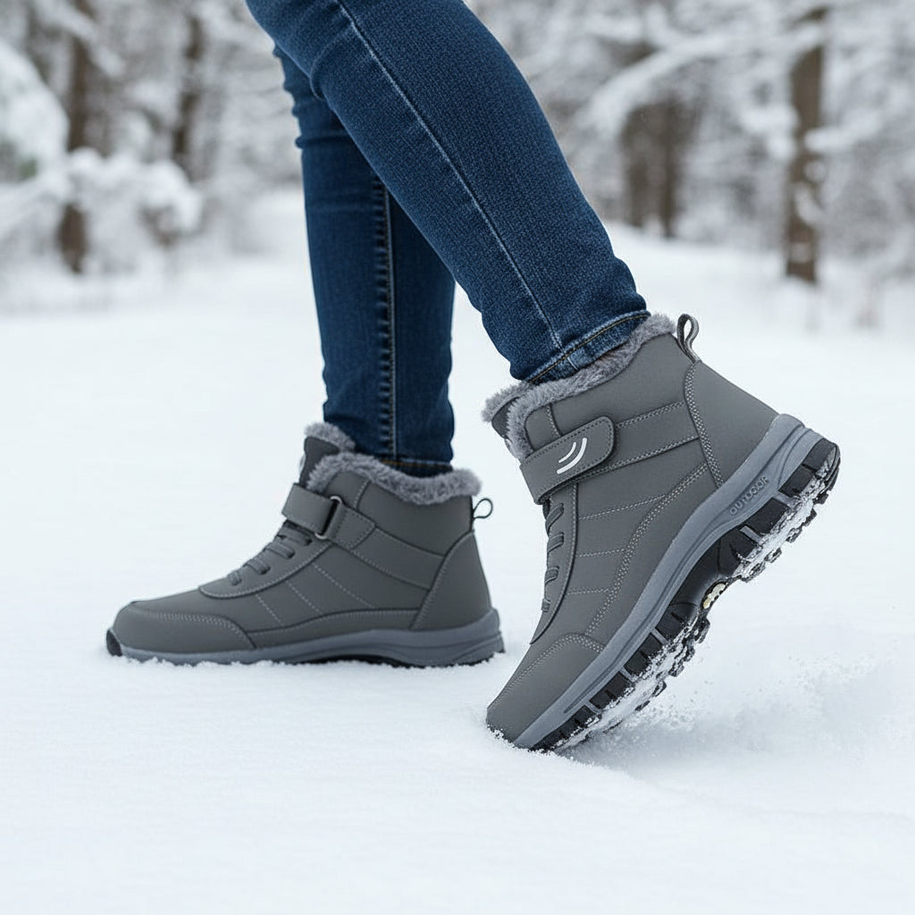 Women's Faux Fur Lined Snow Boots Round Toe Ankle Booties-B Unique Fashions