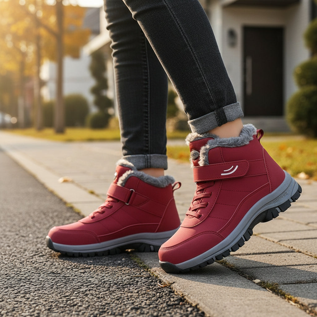 Women's Faux Fur Lined Snow Boots Round Toe Ankle Booties-B Unique Fashions