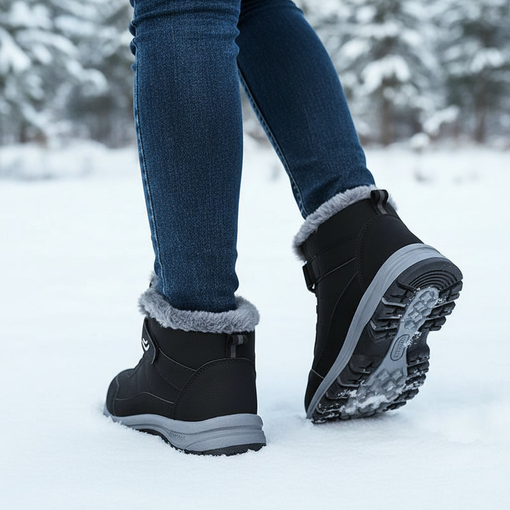 Women's Faux Fur Lined Snow Boots Round Toe Ankle Booties-B Unique Fashions