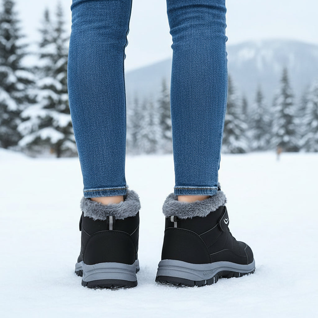 Women's Faux Fur Lined Snow Boots Round Toe Ankle Booties-B Unique Fashions