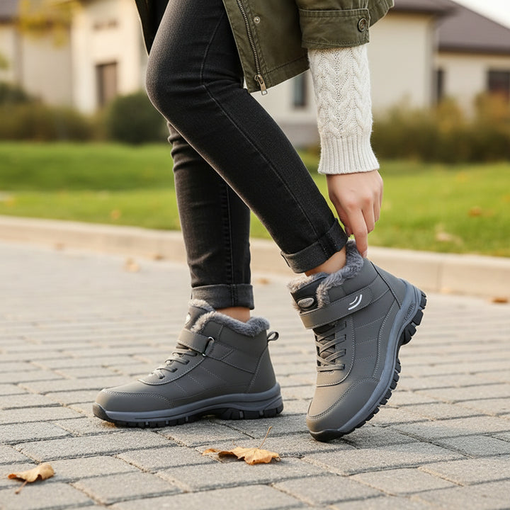 Women's Faux Fur Lined Snow Boots Round Toe Ankle Booties-B Unique Fashions