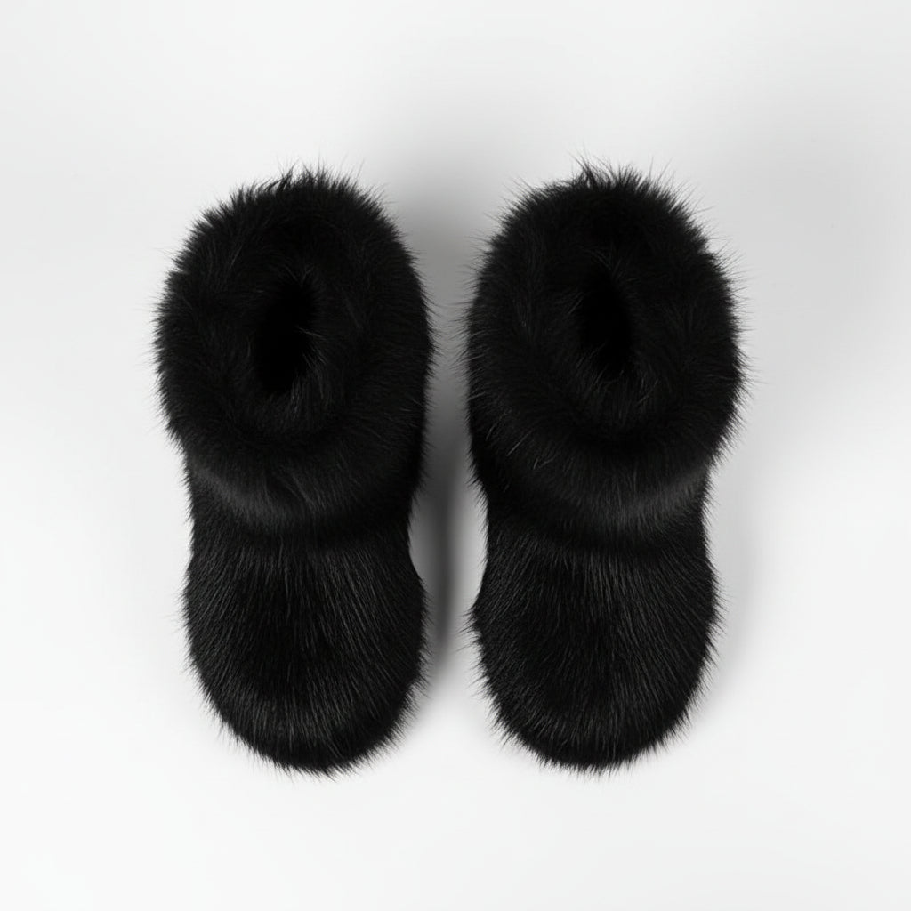 Women's Faux Fur Snow Boots, Fashionable Winter Flat Shoes-B Unique Fashions