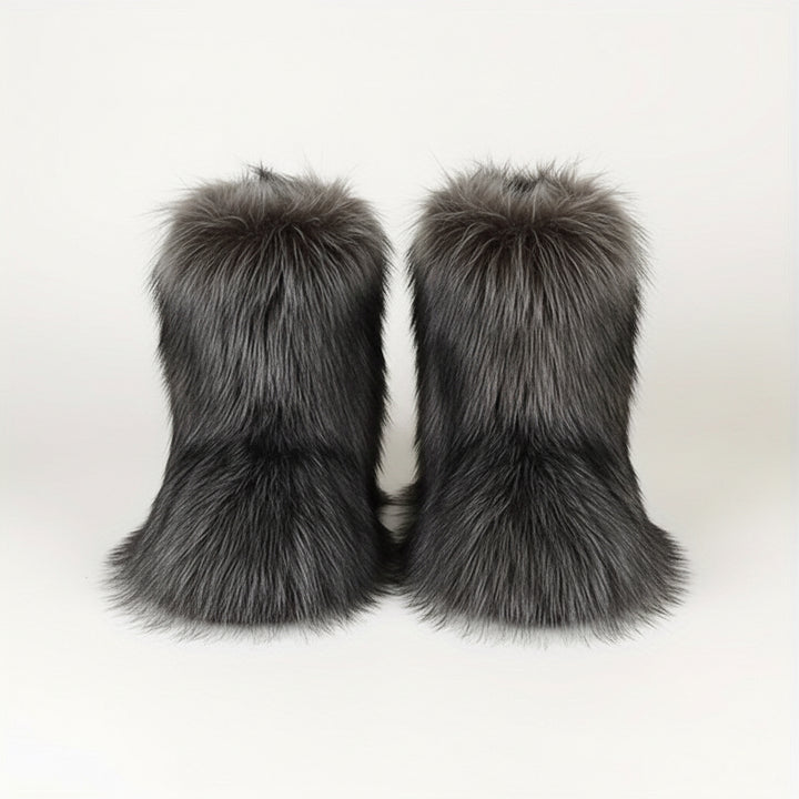 Women's Faux Fur Snow Boots, Fashionable Winter Flat Shoes-B Unique Fashions