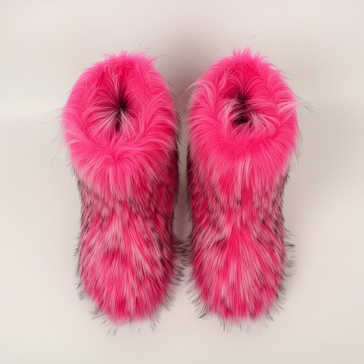 Women's Faux Fur Snow Boots, Fashionable Winter Flat Shoes-B Unique Fashions
