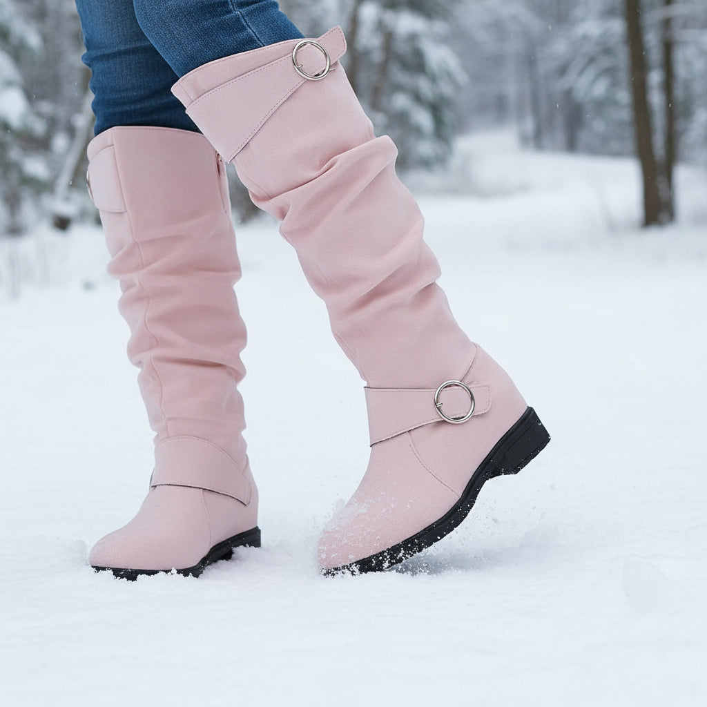 Women's Knee-High Slip-On Boots with Cushioned Insole and Non-Slip Sole-B Unique Fashions