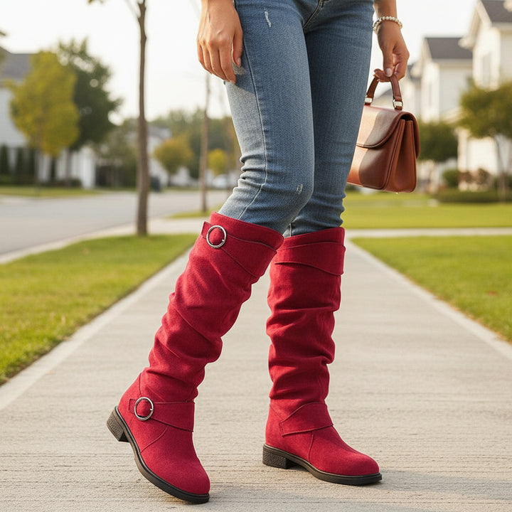 Women's Knee-High Slip-On Boots with Cushioned Insole and Non-Slip Sole-B Unique Fashions