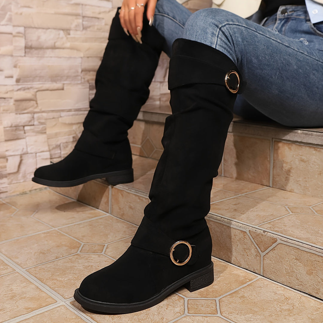 Women's Knee-High Slip-On Boots with Cushioned Insole and Non-Slip Sole-B Unique Fashions