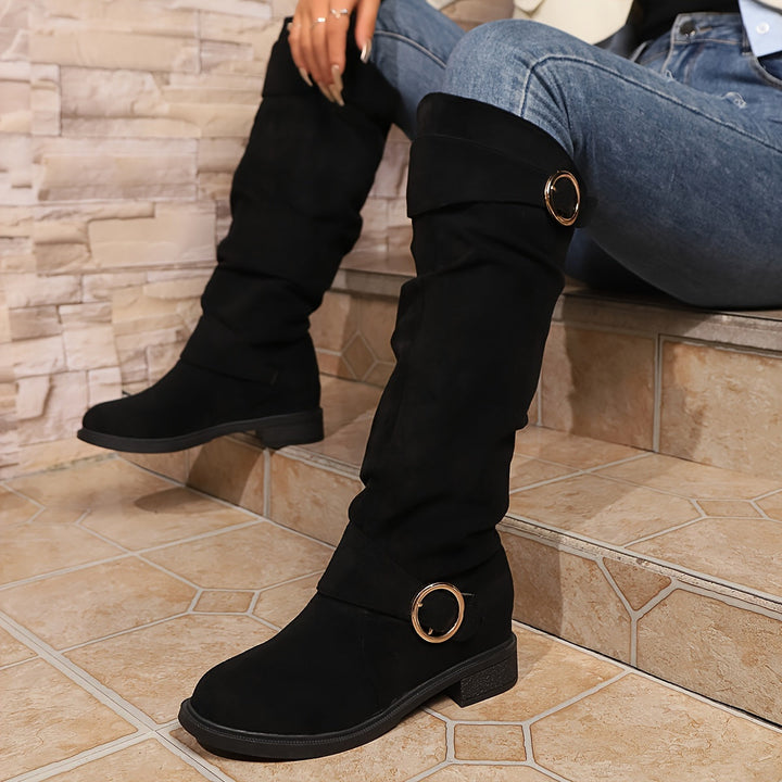 Women's Knee-High Slip-On Boots with Cushioned Insole and Non-Slip Sole-B Unique Fashions
