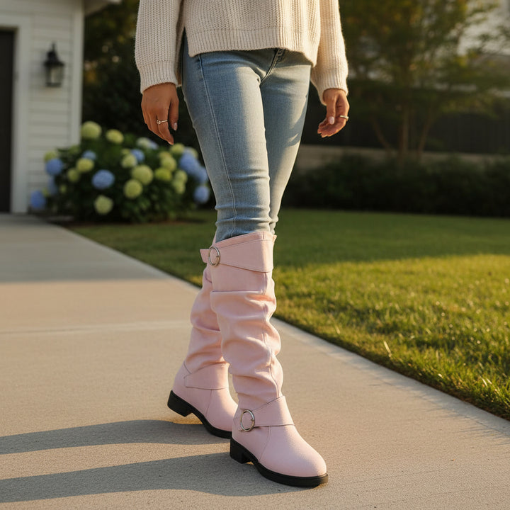 Women's Knee-High Slip-On Boots with Cushioned Insole and Non-Slip Sole-B Unique Fashions
