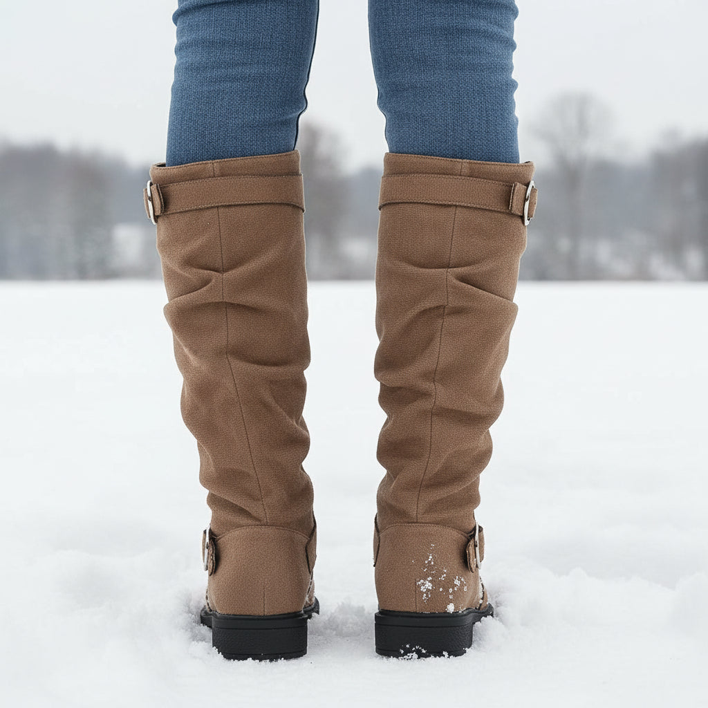 Women's Knee-High Slip-On Boots with Cushioned Insole and Non-Slip Sole-B Unique Fashions