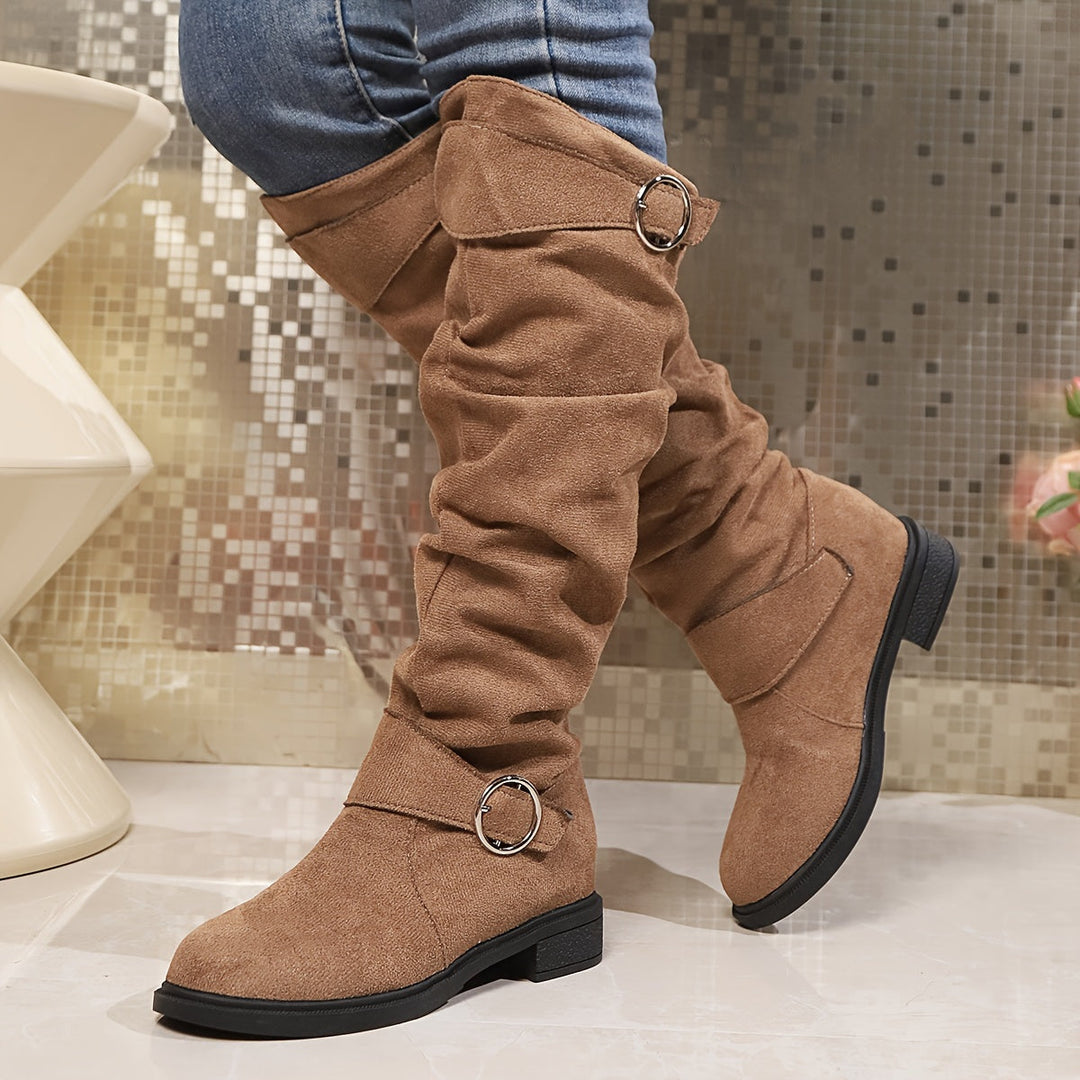 Women's Knee-High Slip-On Boots with Cushioned Insole and Non-Slip Sole-B Unique Fashions