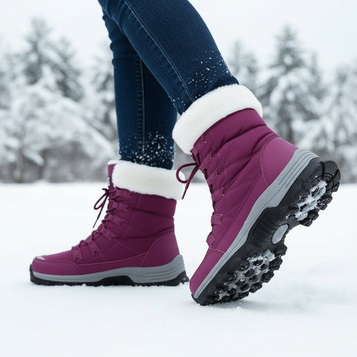 Women's Mid-Calf Boots Stylish Lace-up Fashion Footwear-B Unique Fashions