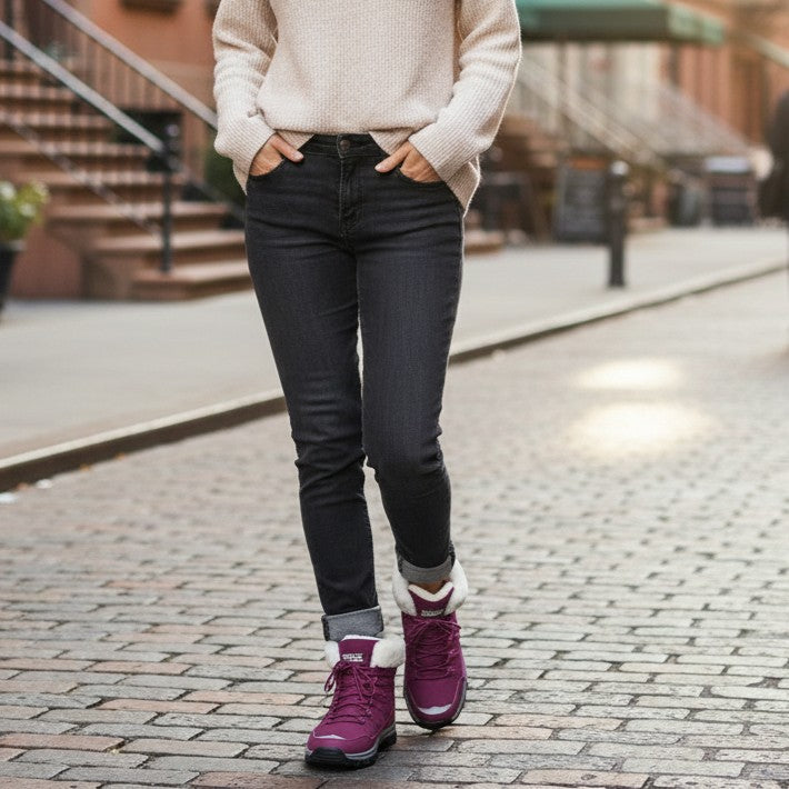 Women's Mid-Calf Boots Stylish Lace-up Fashion Footwear-B Unique Fashions