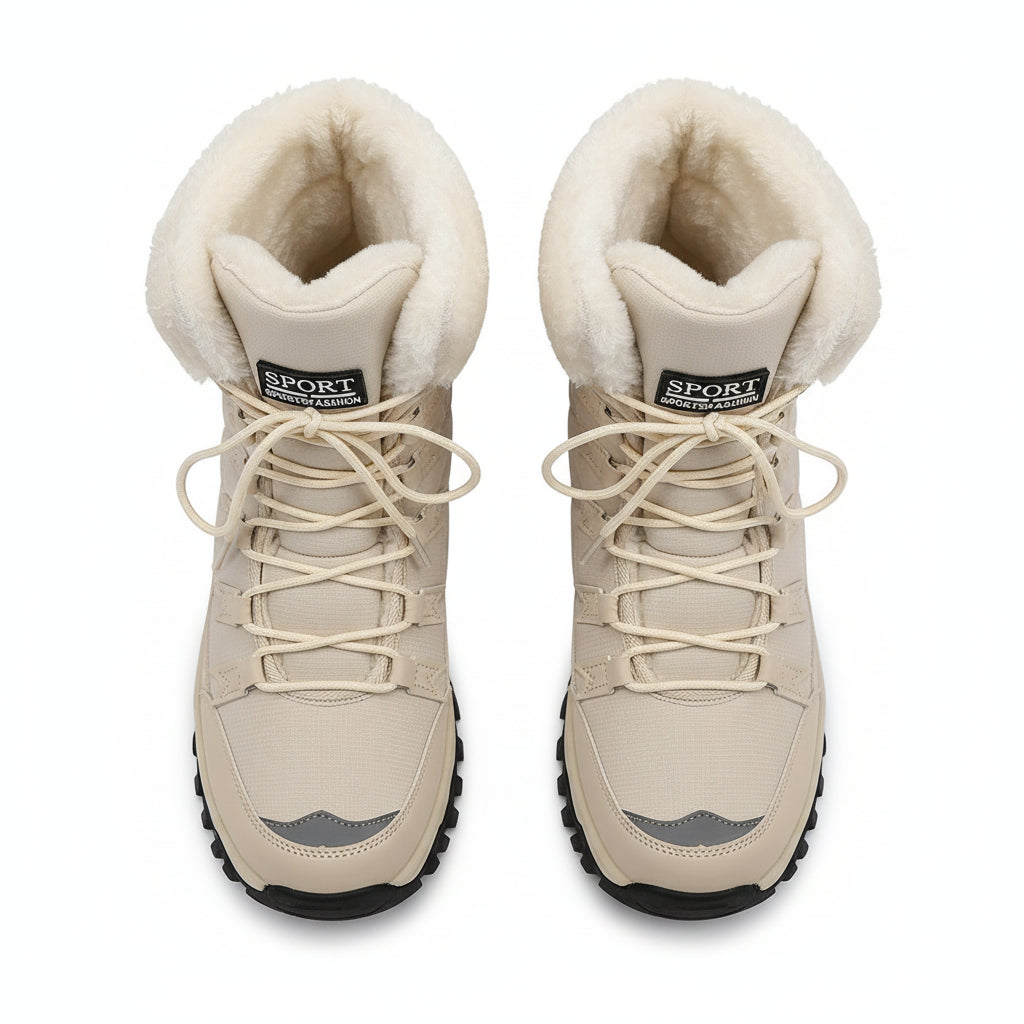 Women's Mid-Calf Boots Stylish Lace-up Fashion Footwear-B Unique Fashions