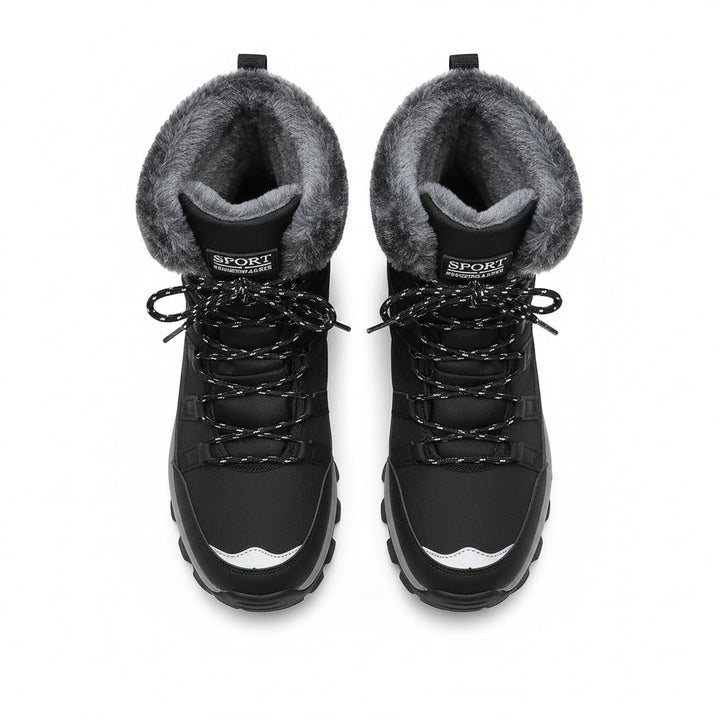 Women's Mid-Calf Boots Stylish Lace-up Fashion Footwear-B Unique Fashions