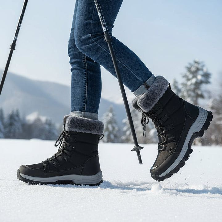 Women's Mid-Calf Boots Stylish Lace-up Fashion Footwear-B Unique Fashions