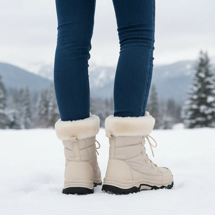 Women's Mid-Calf Boots Stylish Lace-up Fashion Footwear-B Unique Fashions