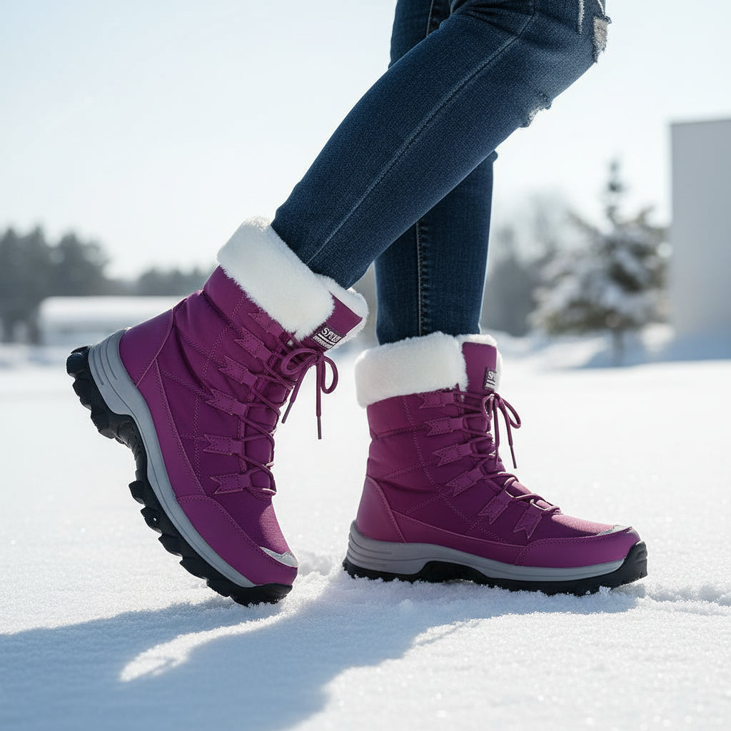 Women's Mid-Calf Boots Stylish Lace-up Fashion Footwear-B Unique Fashions