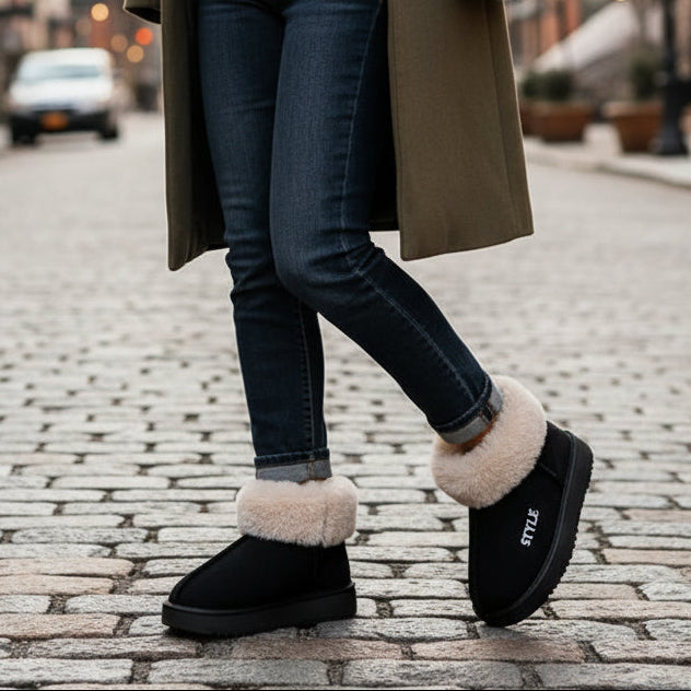 Women's Plush Winter Boots with Thick Sole and Warm Lining-B Unique Fashions