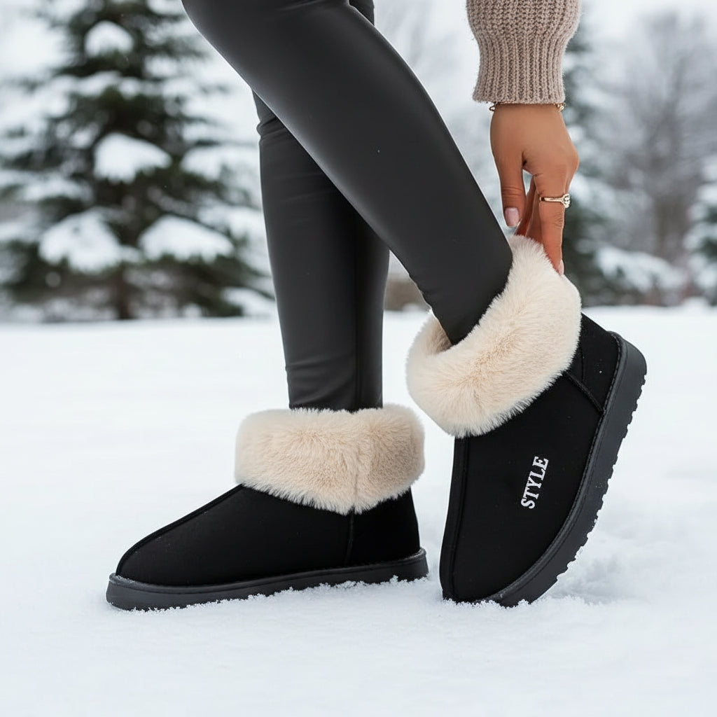 Women's Plush Winter Boots with Thick Sole and Warm Lining-B Unique Fashions