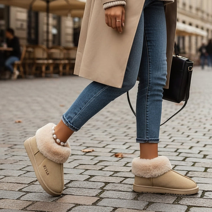 Women's Plush Winter Boots with Thick Sole and Warm Lining-B Unique Fashions