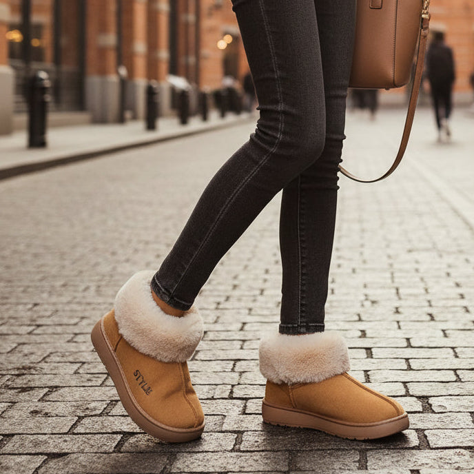 Women's Plush Winter Boots with Thick Sole and Warm Lining-B Unique Fashions