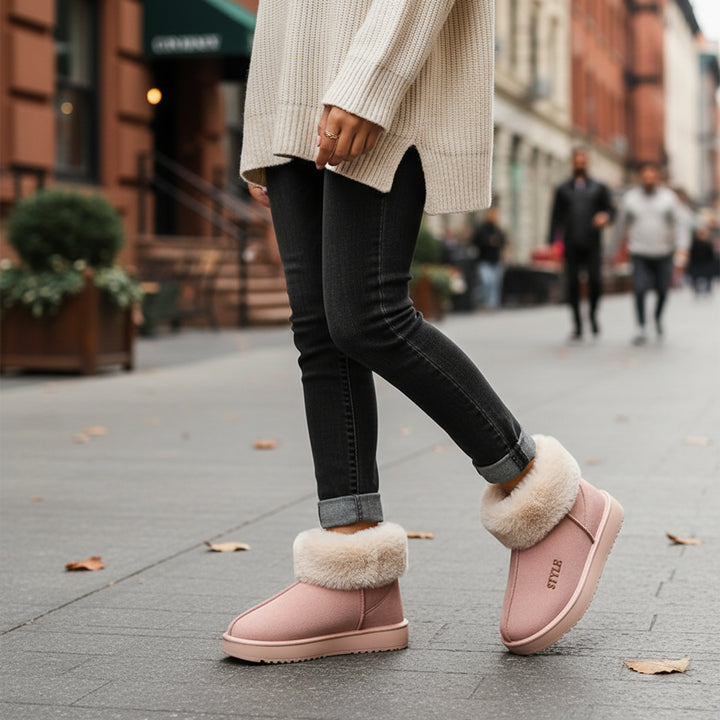 Women's Plush Winter Boots with Thick Sole and Warm Lining-B Unique Fashions