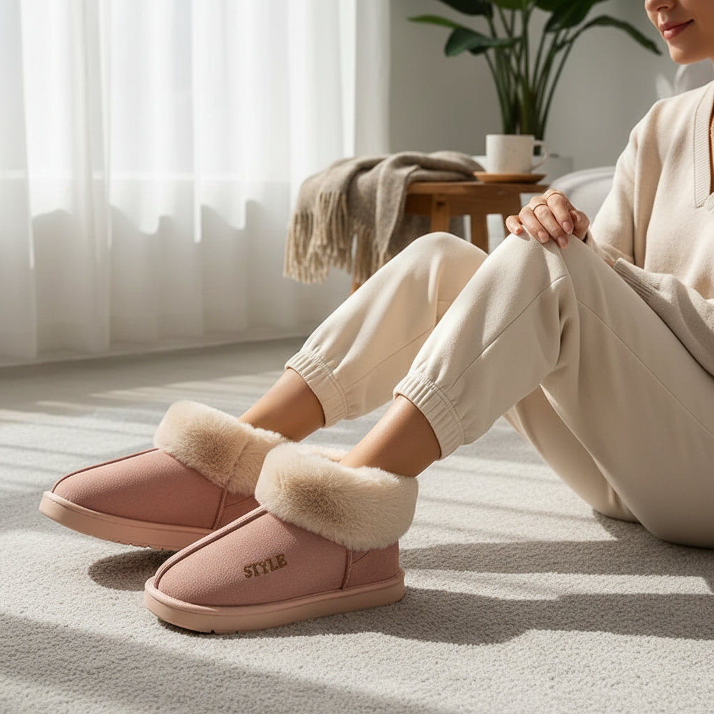 Women's Plush Winter Boots with Thick Sole and Warm Lining-B Unique Fashions