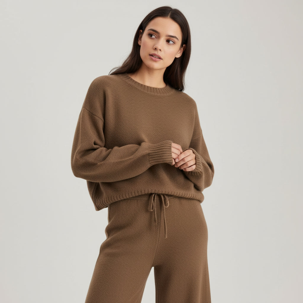 Women’s Seed Stitch Sweater Two-Piece Set for Effortless Style-B Unique Fashions