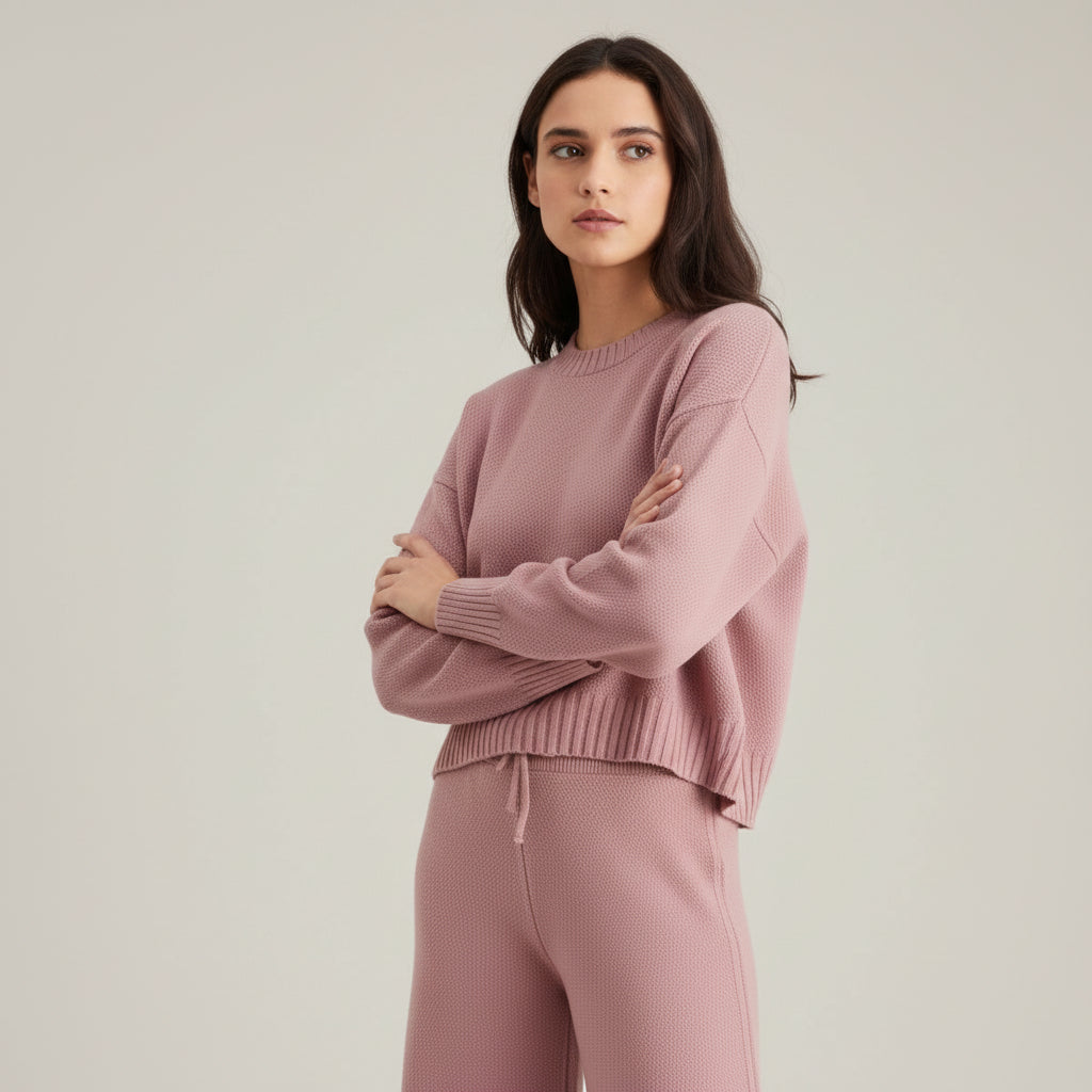 Women’s Seed Stitch Sweater Two-Piece Set for Effortless Style-B Unique Fashions