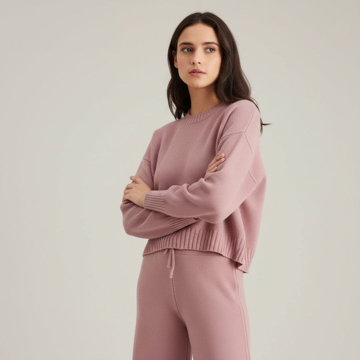 Women’s Seed Stitch Sweater Two-Piece Set for Effortless Style-B Unique Fashions