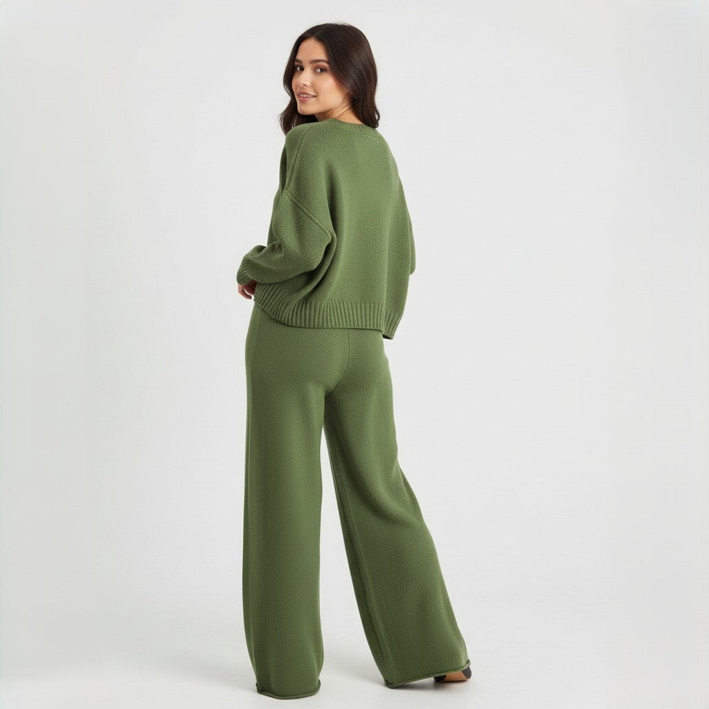 Women’s Seed Stitch Sweater Two-Piece Set for Effortless Style-B Unique Fashions