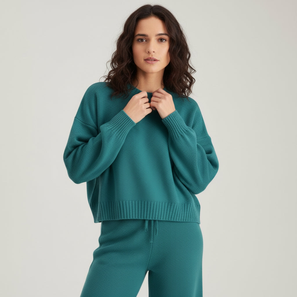 Women’s Seed Stitch Sweater Two-Piece Set for Effortless Style-B Unique Fashions