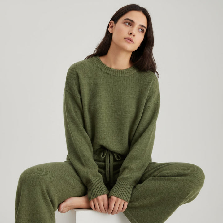 Women’s Seed Stitch Sweater Two-Piece Set for Effortless Style-B Unique Fashions