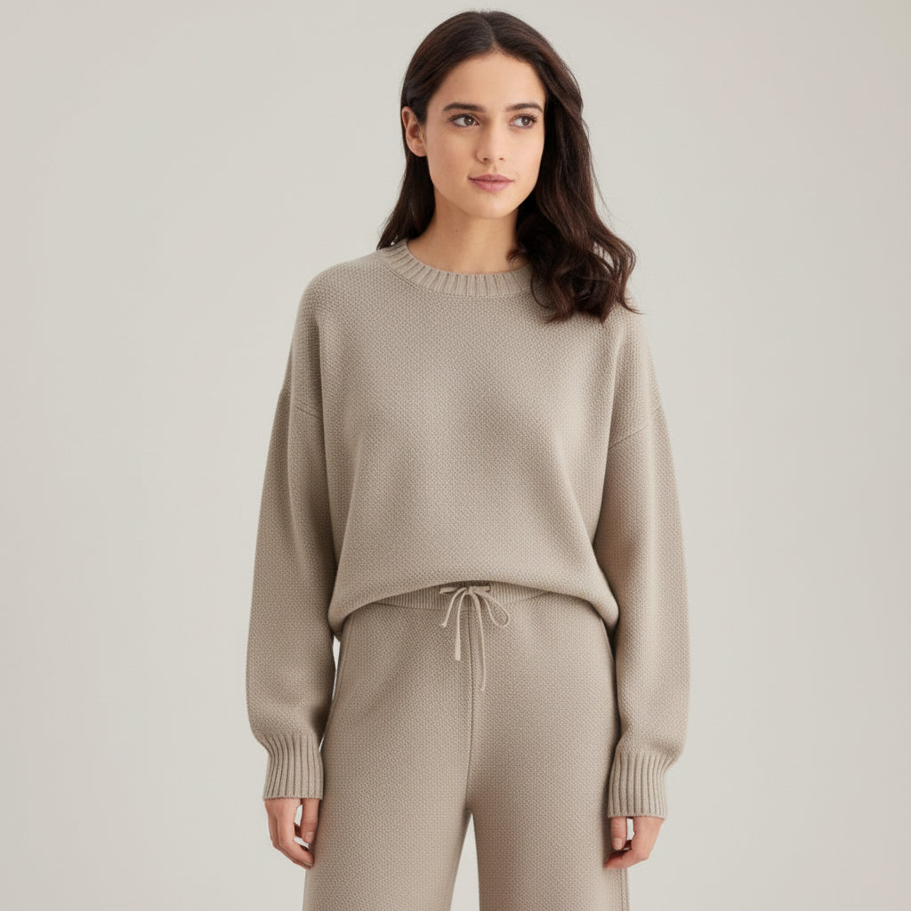 Women’s Seed Stitch Sweater Two-Piece Set for Effortless Style-B Unique Fashions