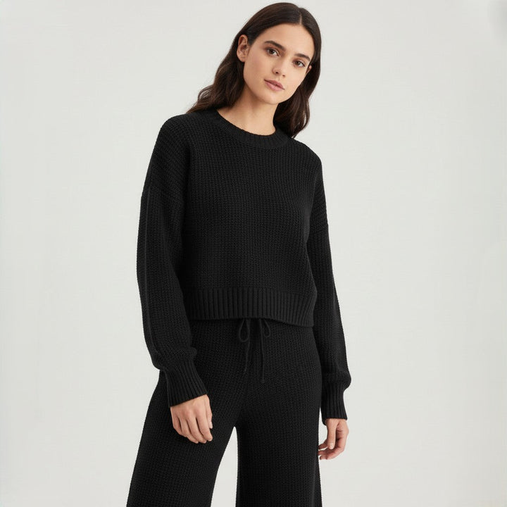 Women’s Seed Stitch Sweater Two-Piece Set for Effortless Style-B Unique Fashions