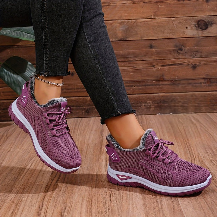 Women's Winter Boots Plush Fleece-Lined Ankle Boots Lace-Up Closure-B Unique Fashions