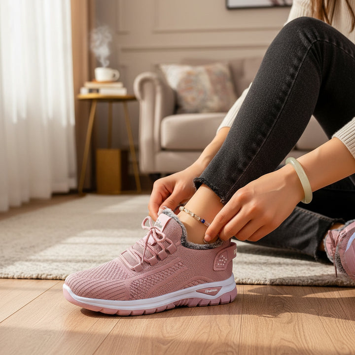 Women's Winter Boots Plush Fleece-Lined Ankle Boots Lace-Up Closure-B Unique Fashions