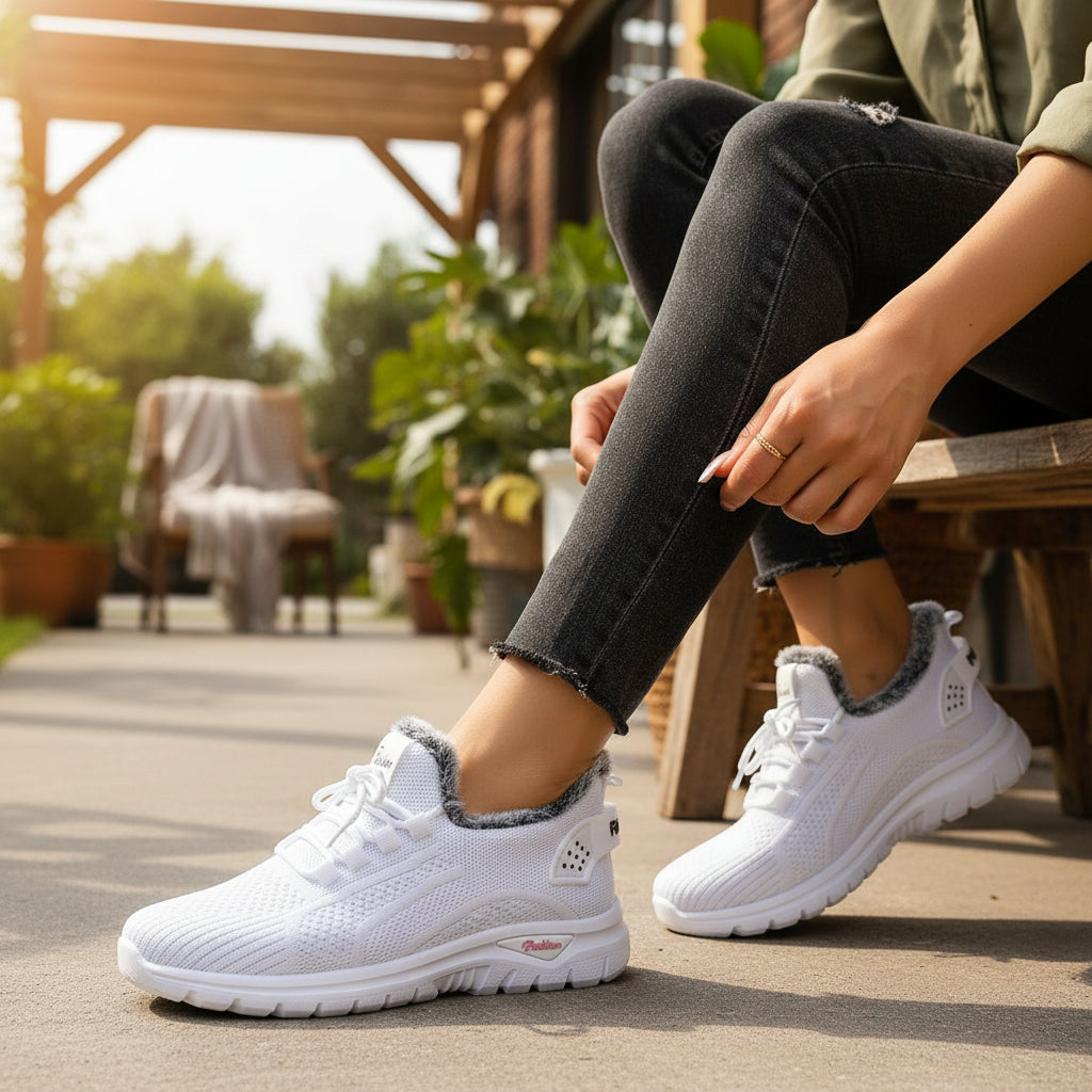 Women's Winter Boots Plush Fleece-Lined Ankle Boots Lace-Up Closure-B Unique Fashions