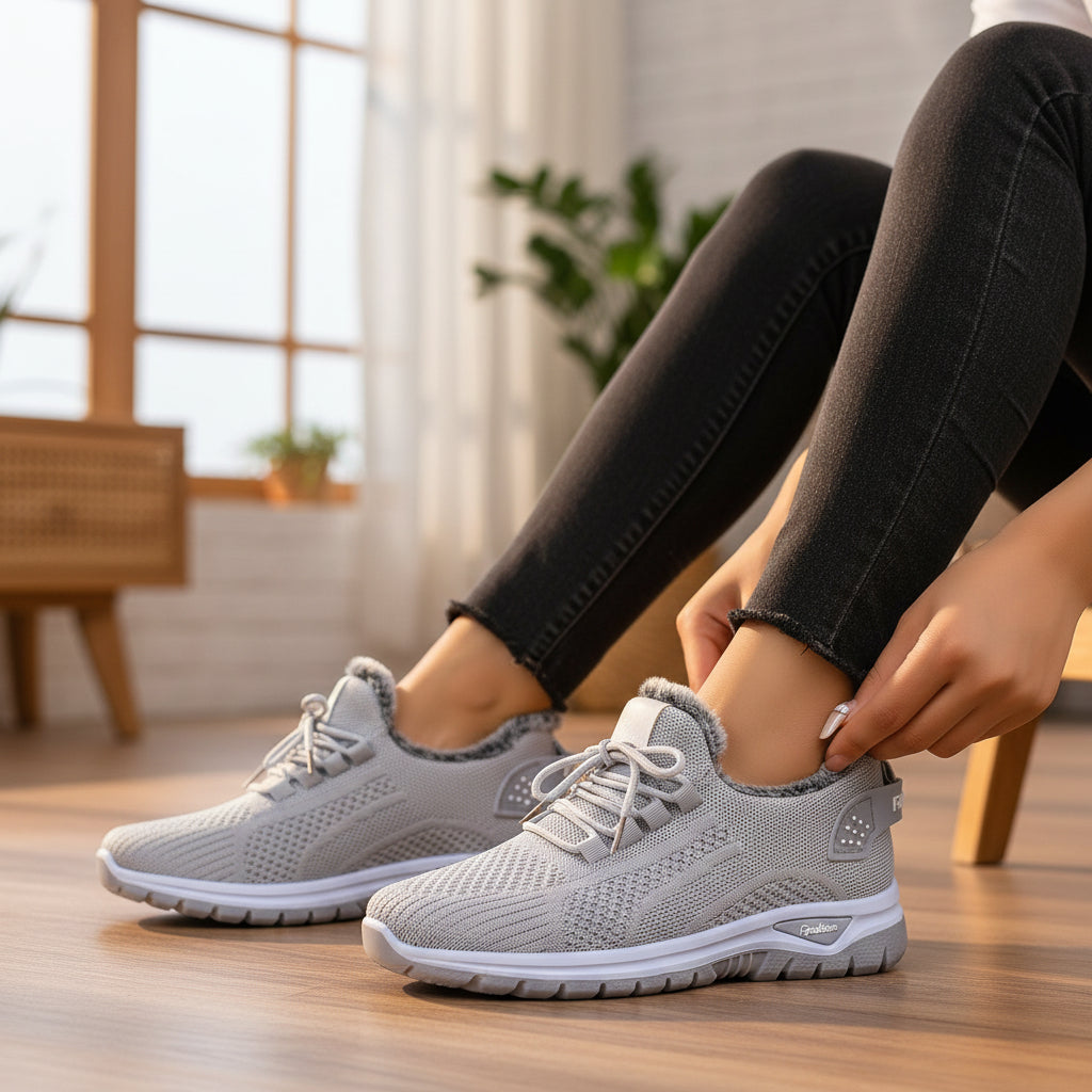 Women's Winter Boots Plush Fleece-Lined Ankle Boots Lace-Up Closure-B Unique Fashions