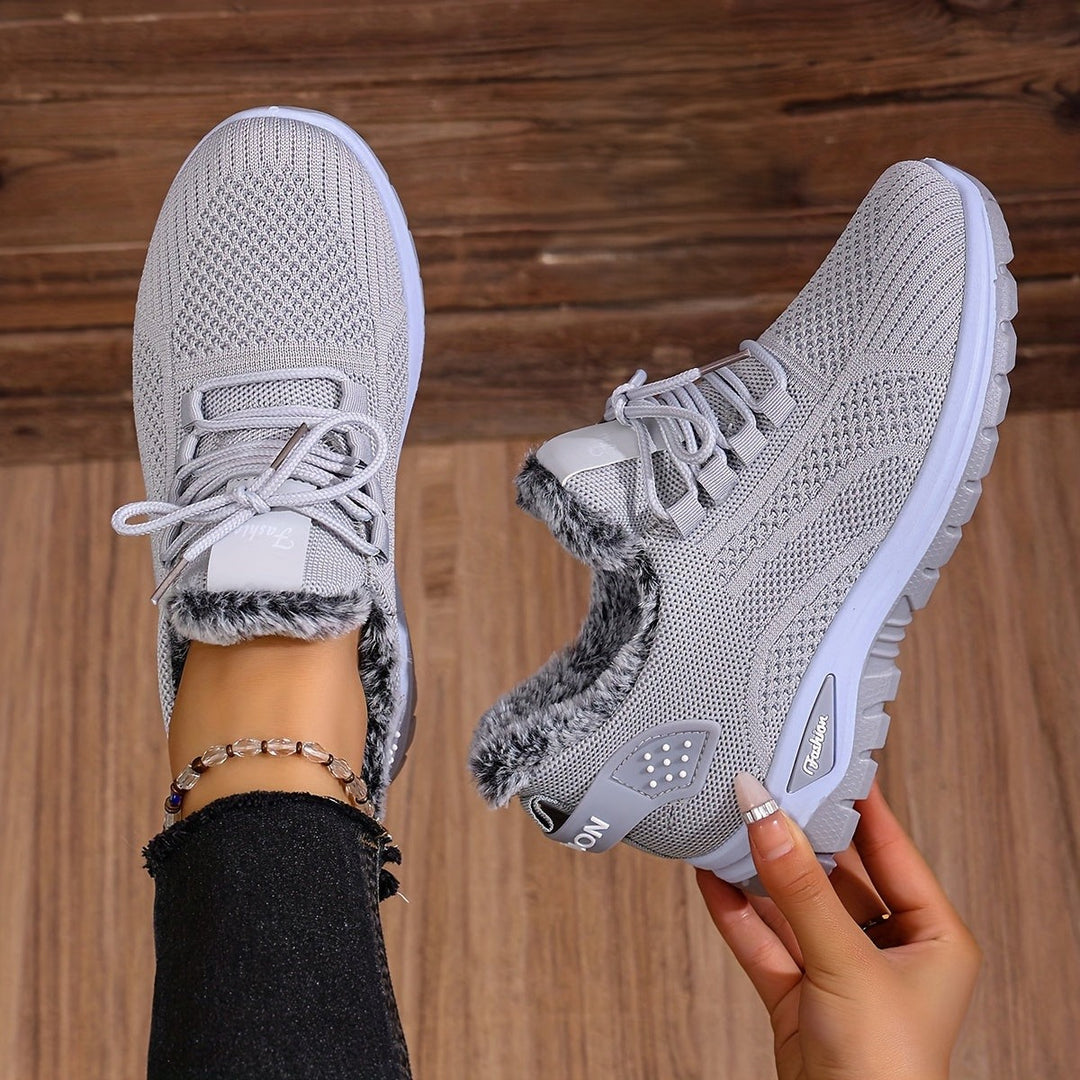 Women's Winter Boots Plush Fleece-Lined Ankle Boots Lace-Up Closure-B Unique Fashions