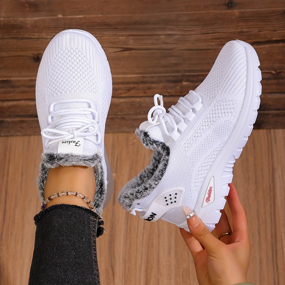 Women's Winter Boots Plush Fleece-Lined Ankle Boots Lace-Up Closure-B Unique Fashions