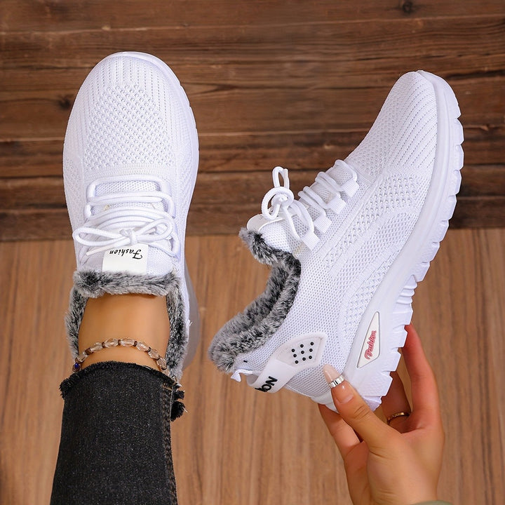 Women's Winter Boots Plush Fleece-Lined Ankle Boots Lace-Up Closure-B Unique Fashions