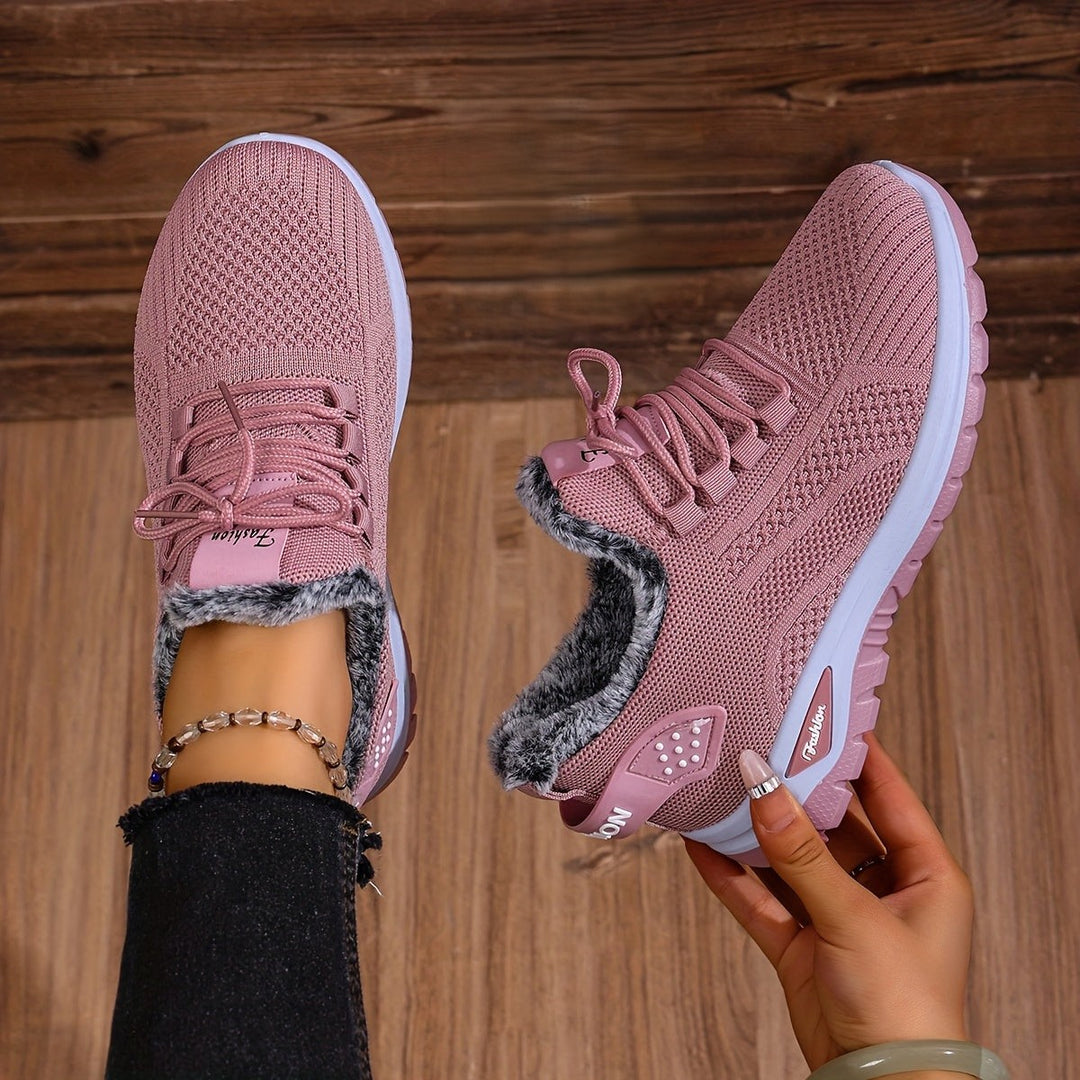 Women's Winter Boots Plush Fleece-Lined Ankle Boots Lace-Up Closure-B Unique Fashions